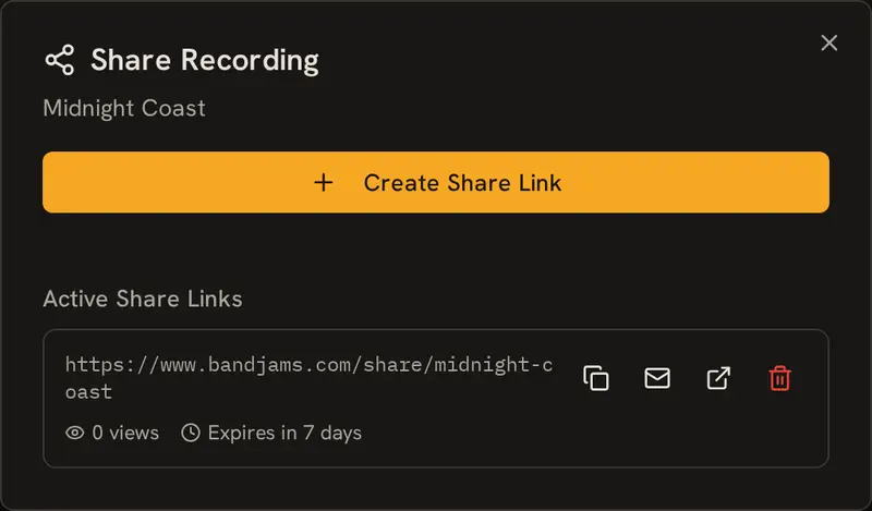 The share dialog creating a guest link with an expiry — no account required